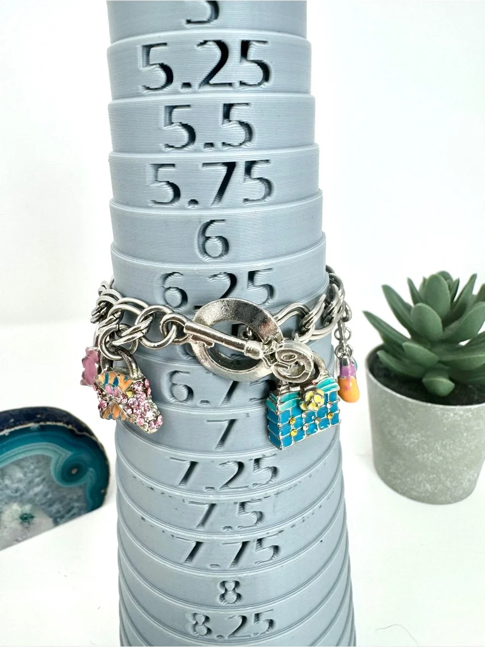 Vintage Enameled Purse Charm Bracelet